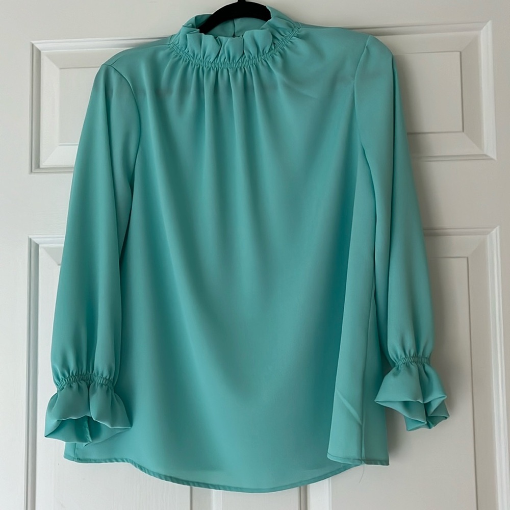 Adorable Mint Green Polyester Flowy Top